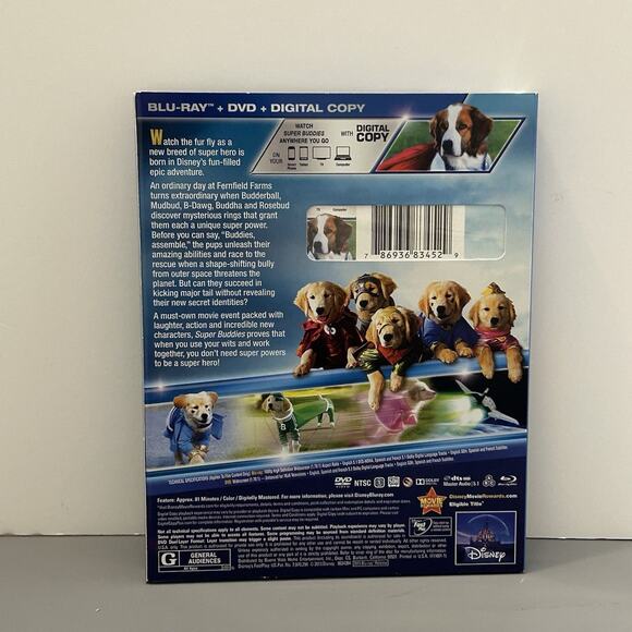 Disney Super Buddies Movie Blu-ray + DVD + Digital Copy w/Slipcover - Picture 2 of 4